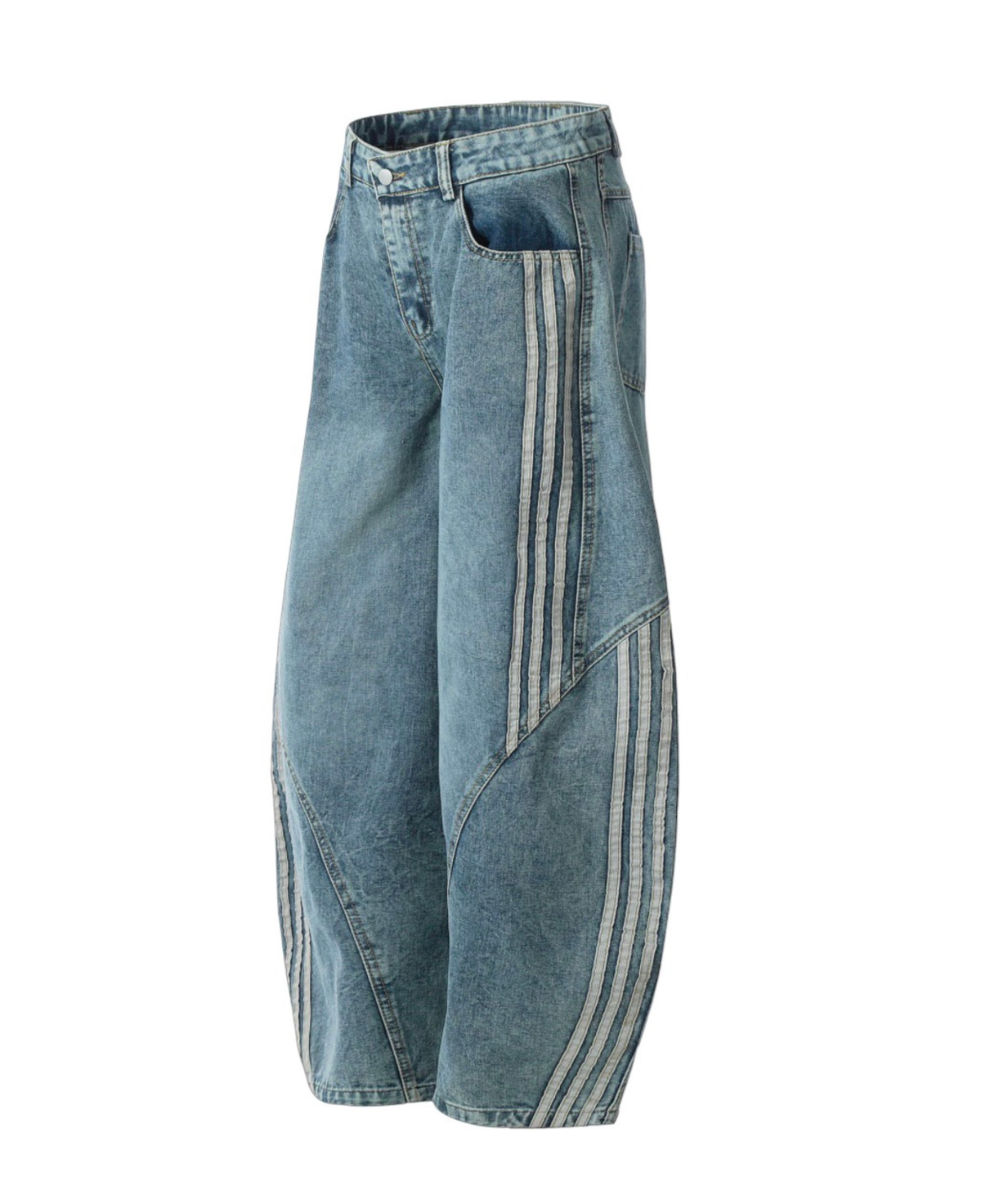 Stripe Wide black Denim Pants