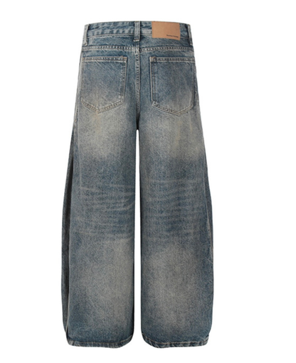 Vintage Wash Barrel Denim Pants