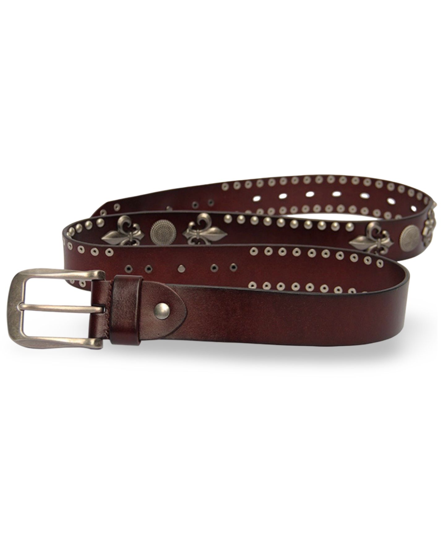 Gothic Cross  Brown Studded Leather Belt