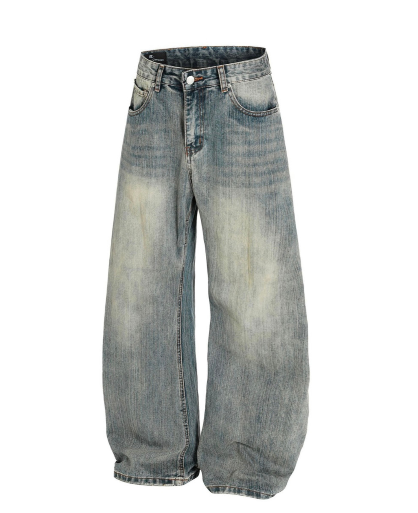 Vintage Wash Barrel Wide Denim Pants