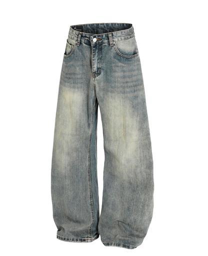 Vintage Wash Barrel Wide Denim Pants