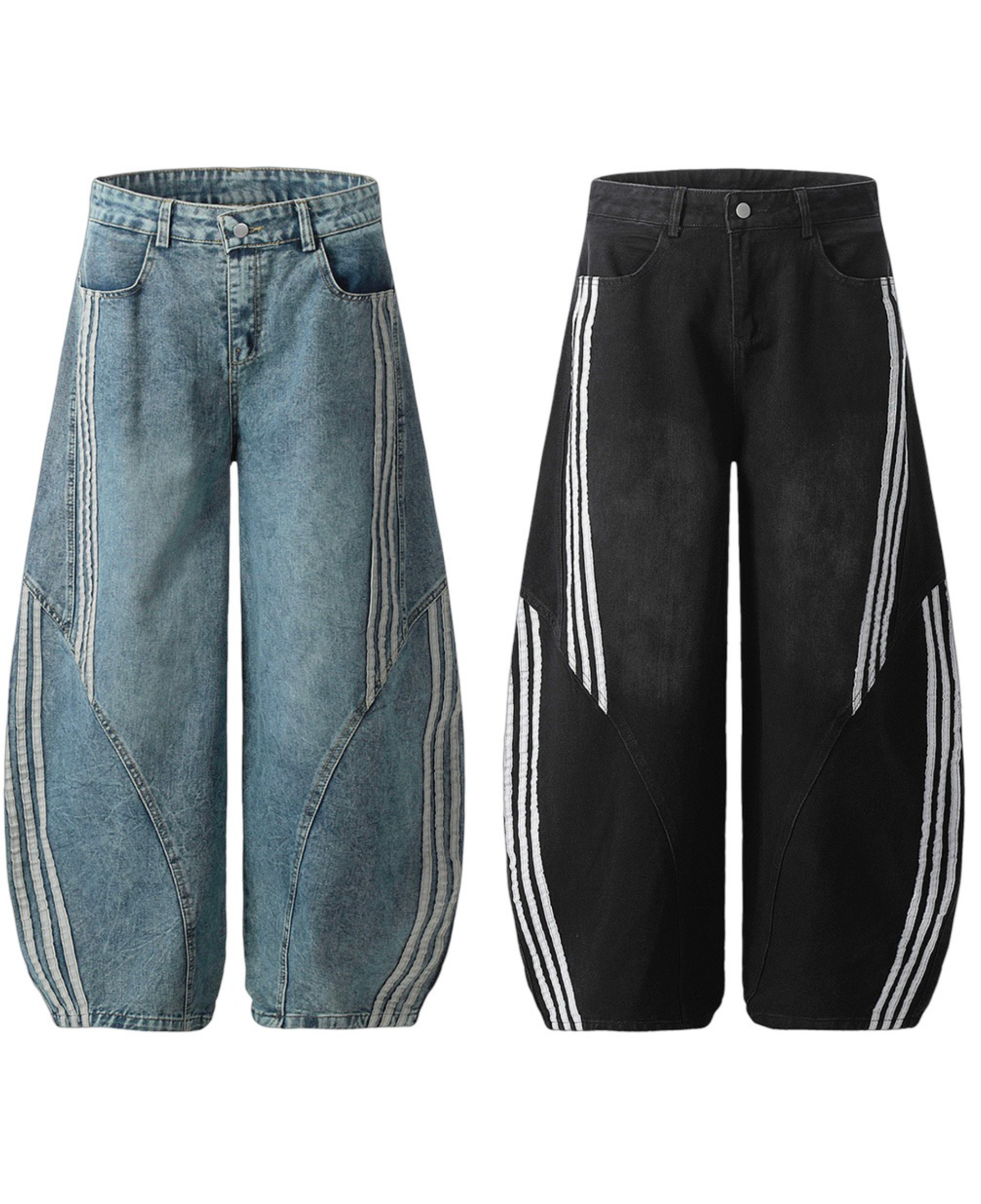 Stripe Wide black Denim Pants