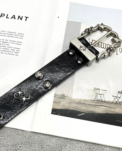 Gothic Black Studded Leather Belt