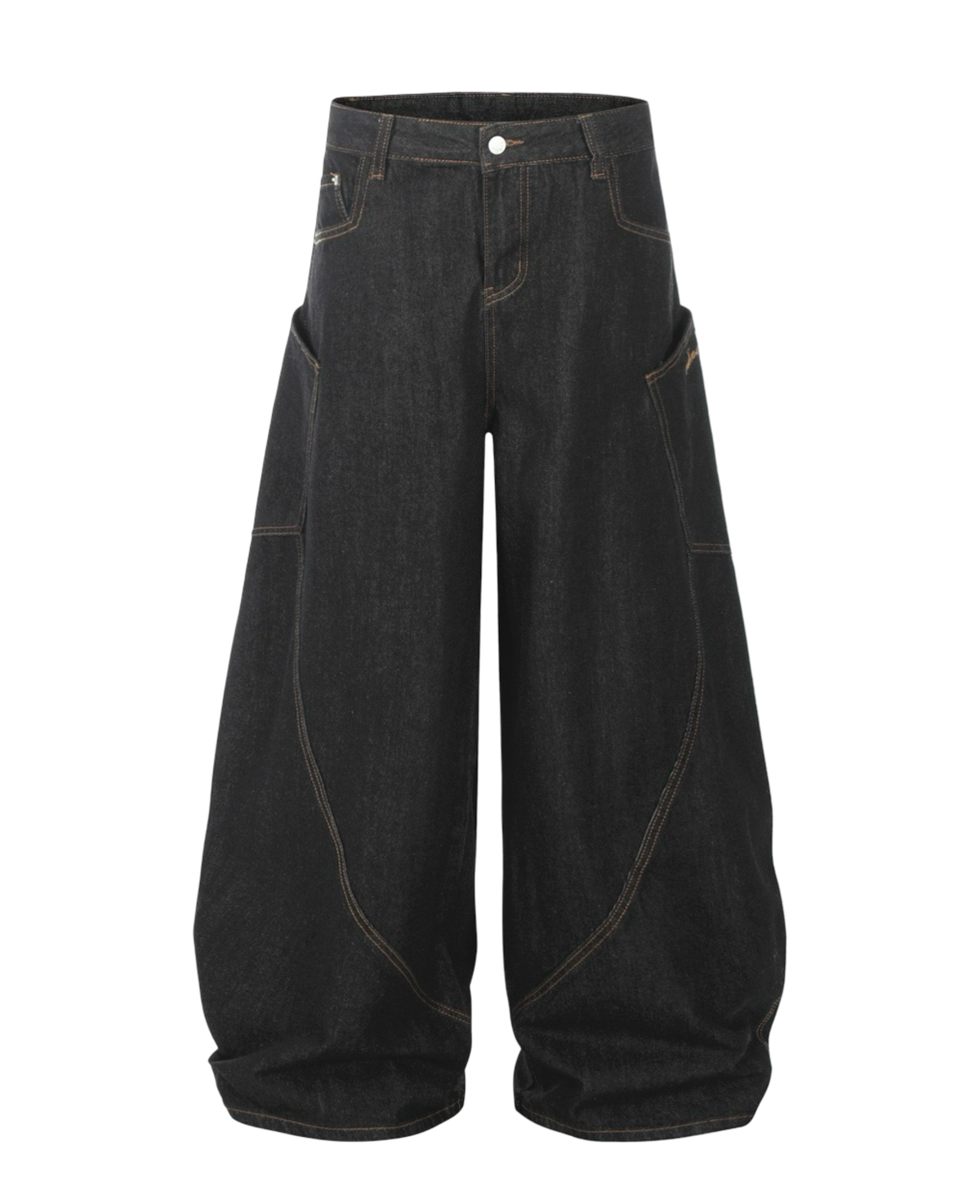 Wash Curved Baggy Pants