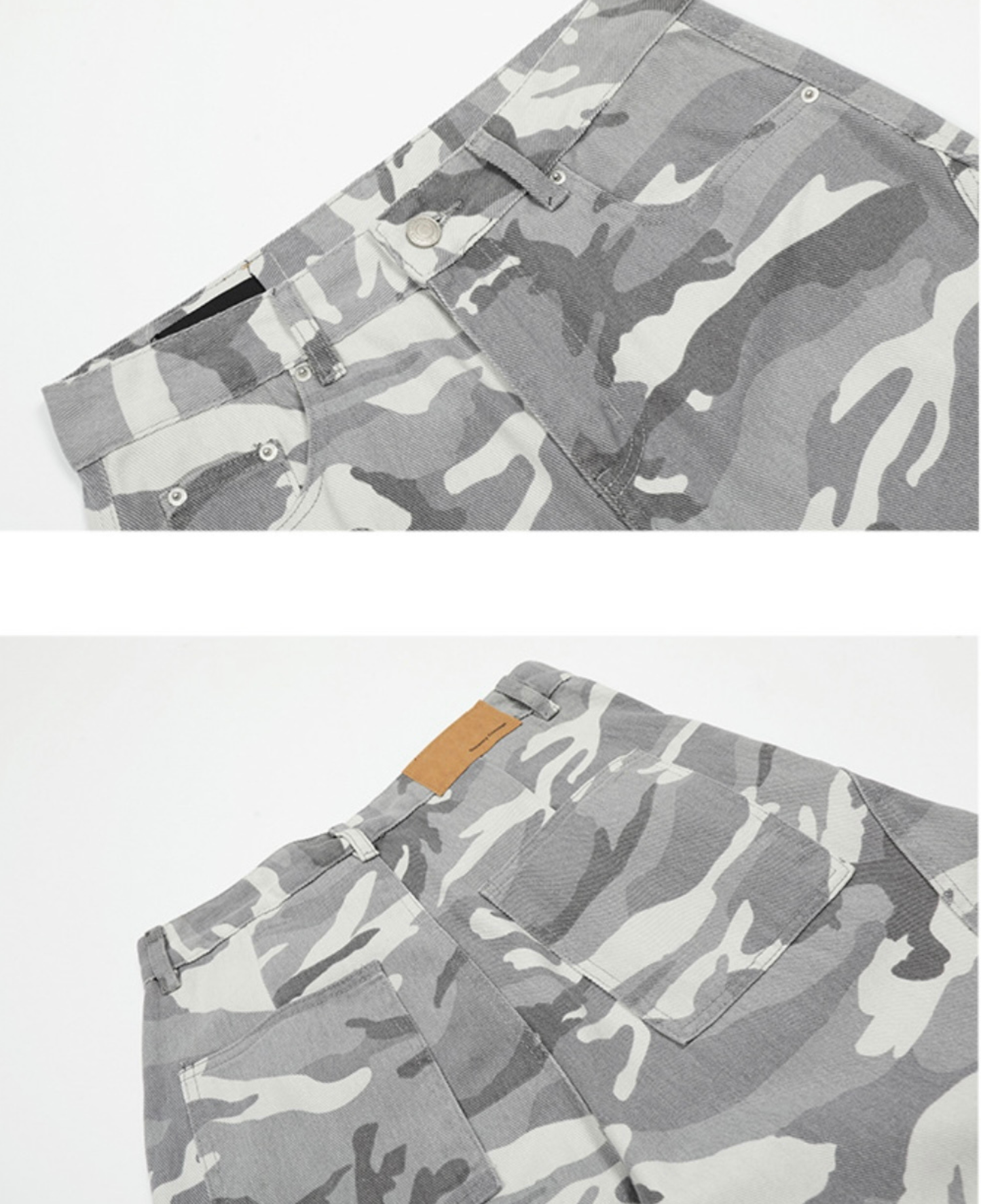 Curved Seam Wide Denim Pants