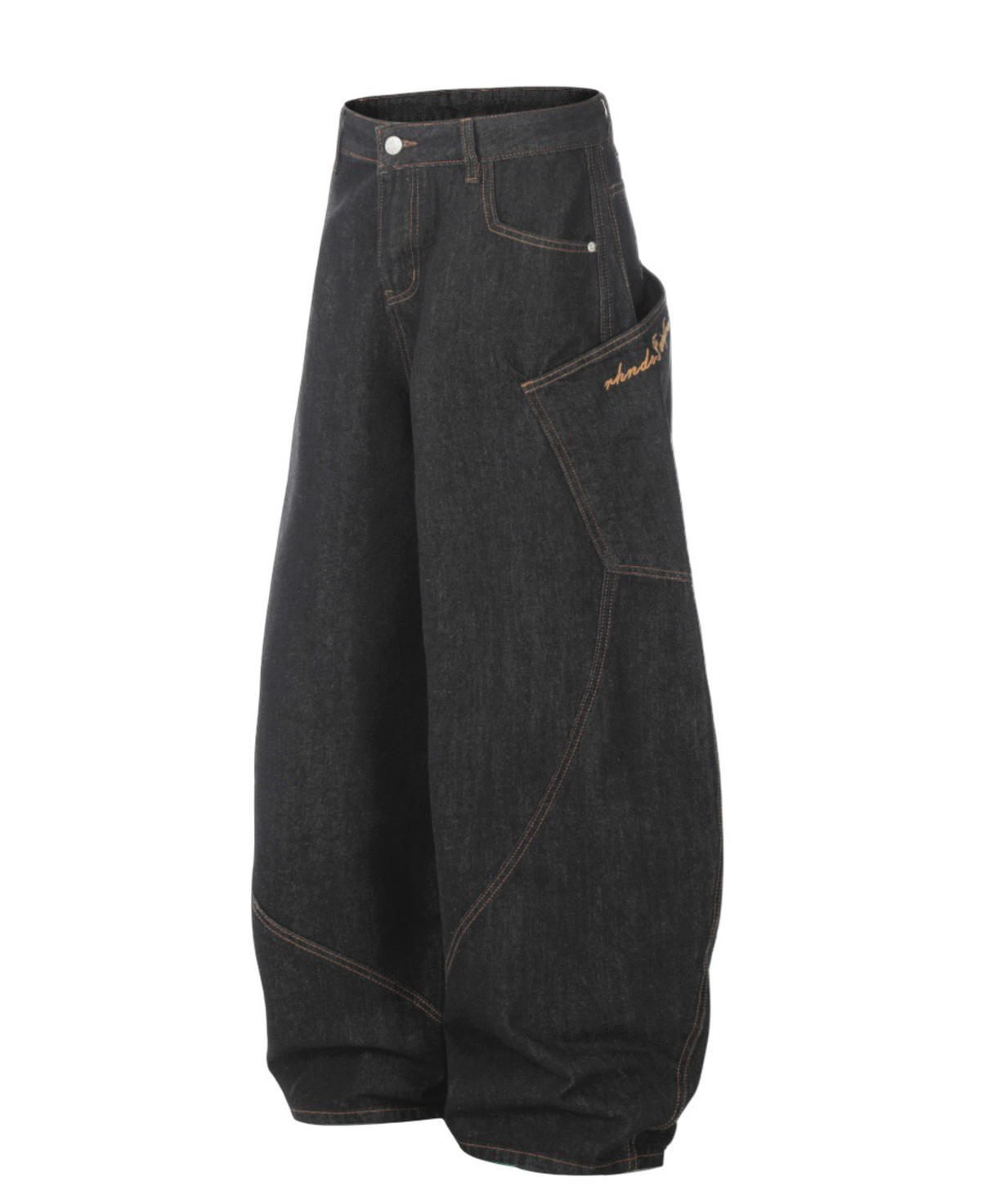 Wash Curved Baggy Pants