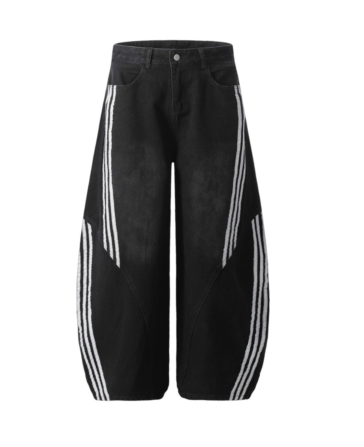 Stripe Wide black Denim Pants