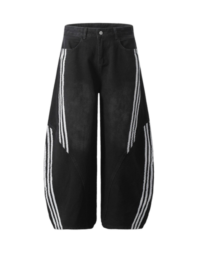 Stripe Wide black Denim Pants