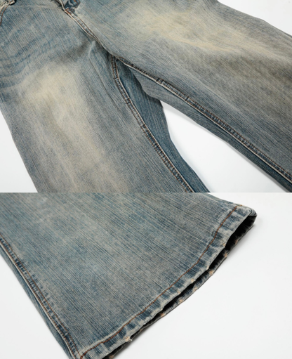 Vintage Wash Barrel Wide Denim Pants