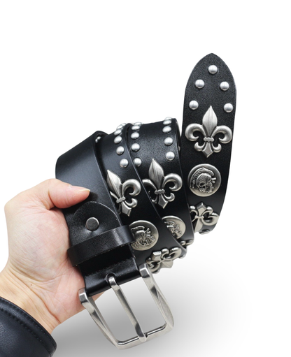 Gothic Skull Studded Leather Belt