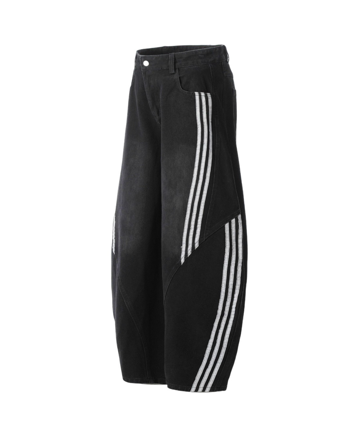 Stripe Wide black Denim Pants