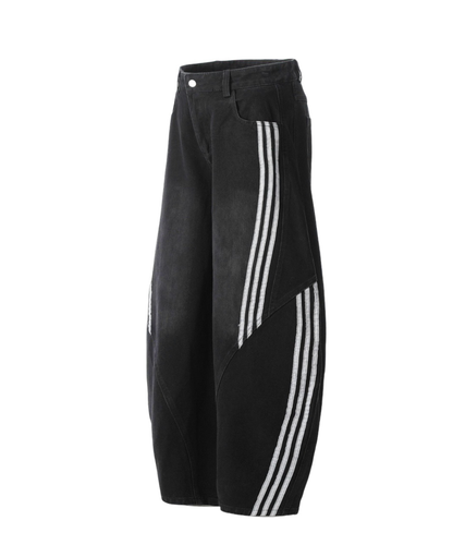 Stripe Wide black Denim Pants