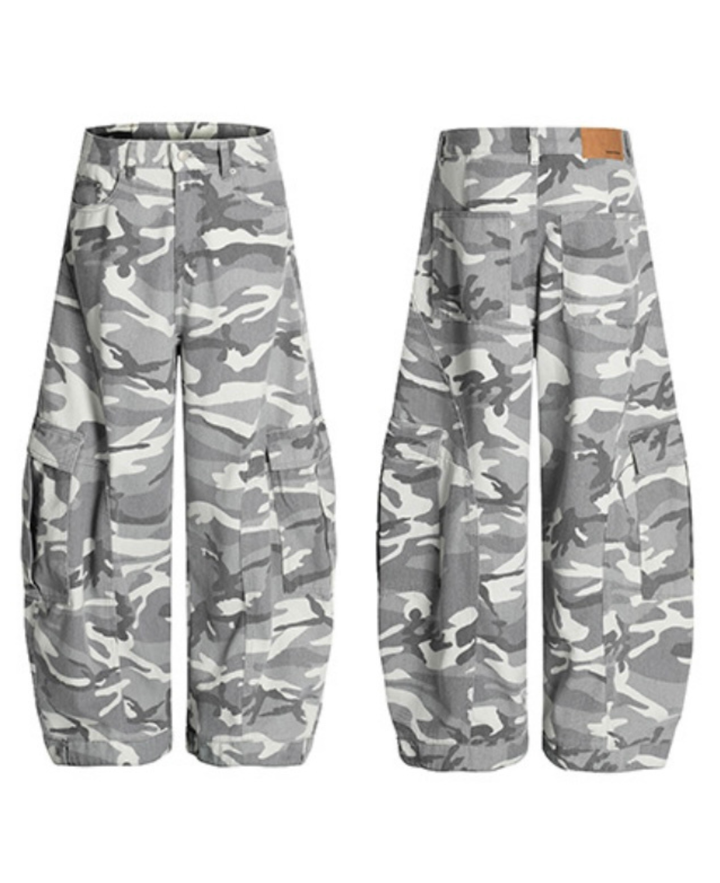 Curved Seam Wide Denim Pants