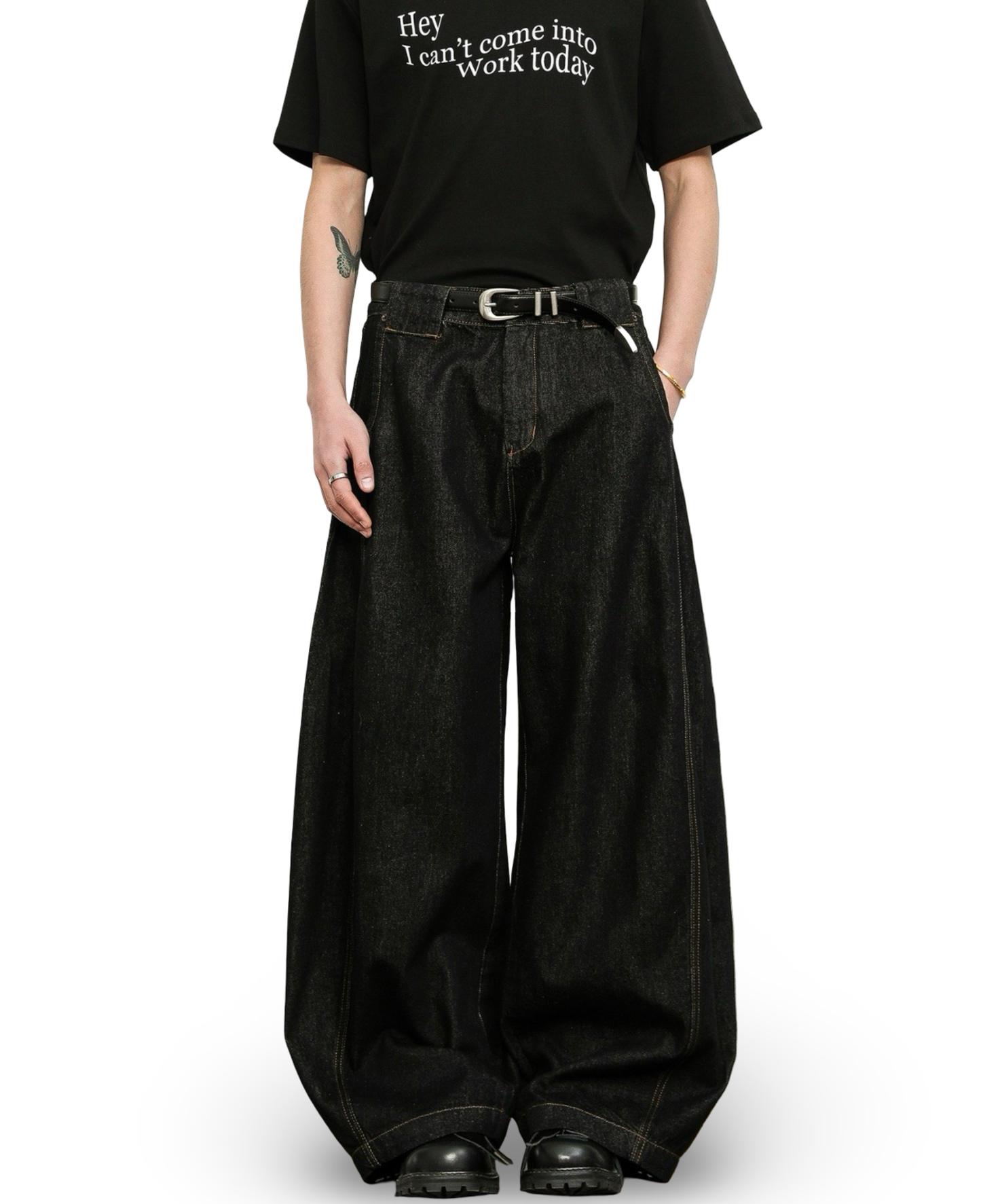 Dark Wash Barrel Wide Denim Pants