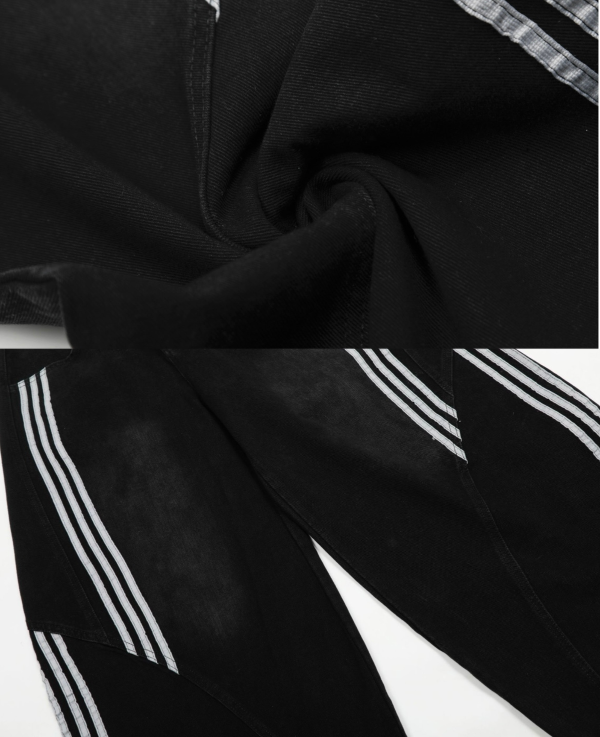 Stripe Wide black Denim Pants