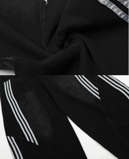 Stripe Wide black Denim Pants