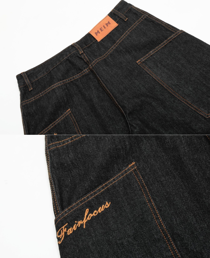 Wash Curved Baggy Pants