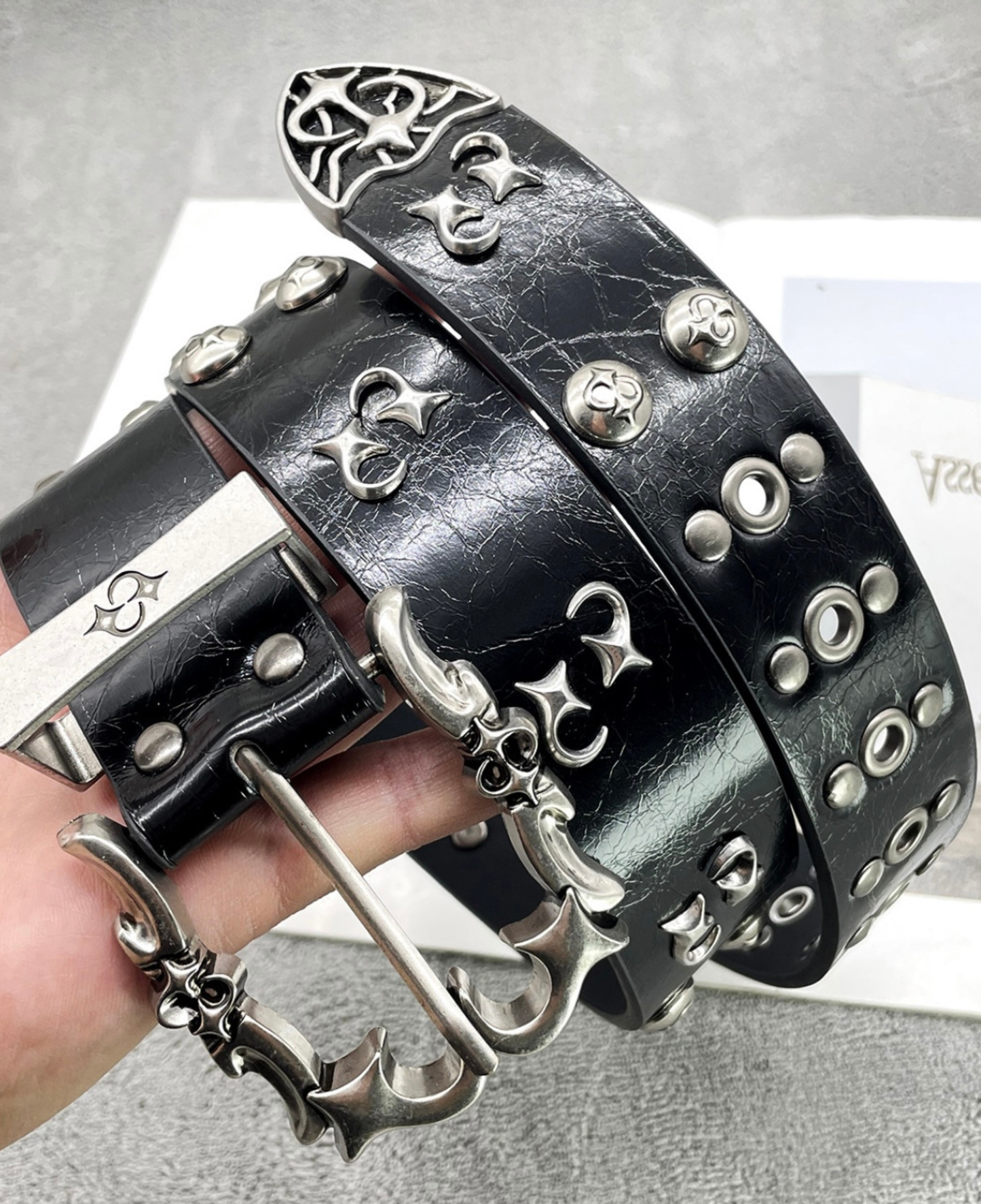 Gothic Black Studded Leather Belt