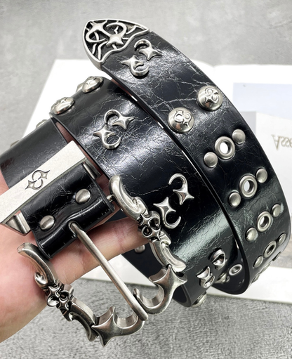 Gothic Black Studded Leather Belt