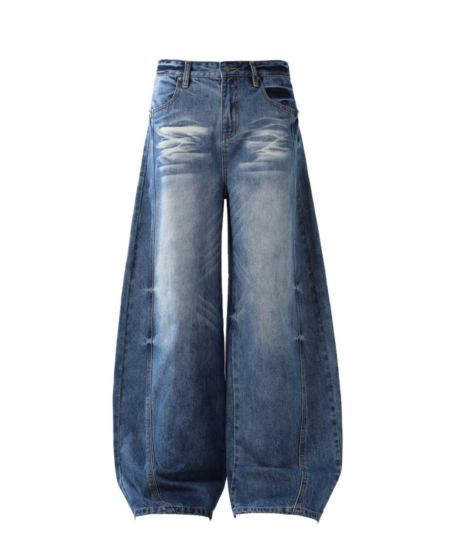 Vintage Wash Barrel Wide Denim Pants
