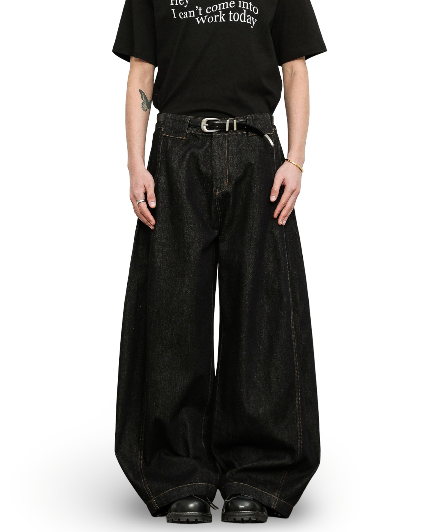 Dark Wash Barrel Wide Denim Pants