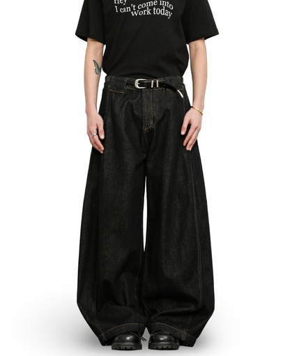 Dark Wash Barrel Wide Denim Pants