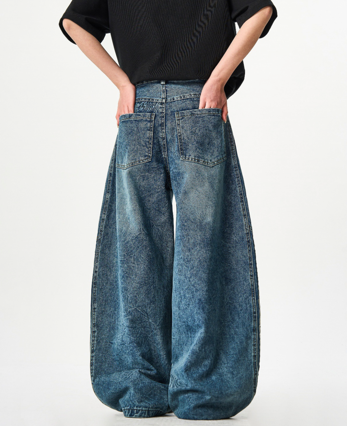 Stripe Wide black Denim Pants