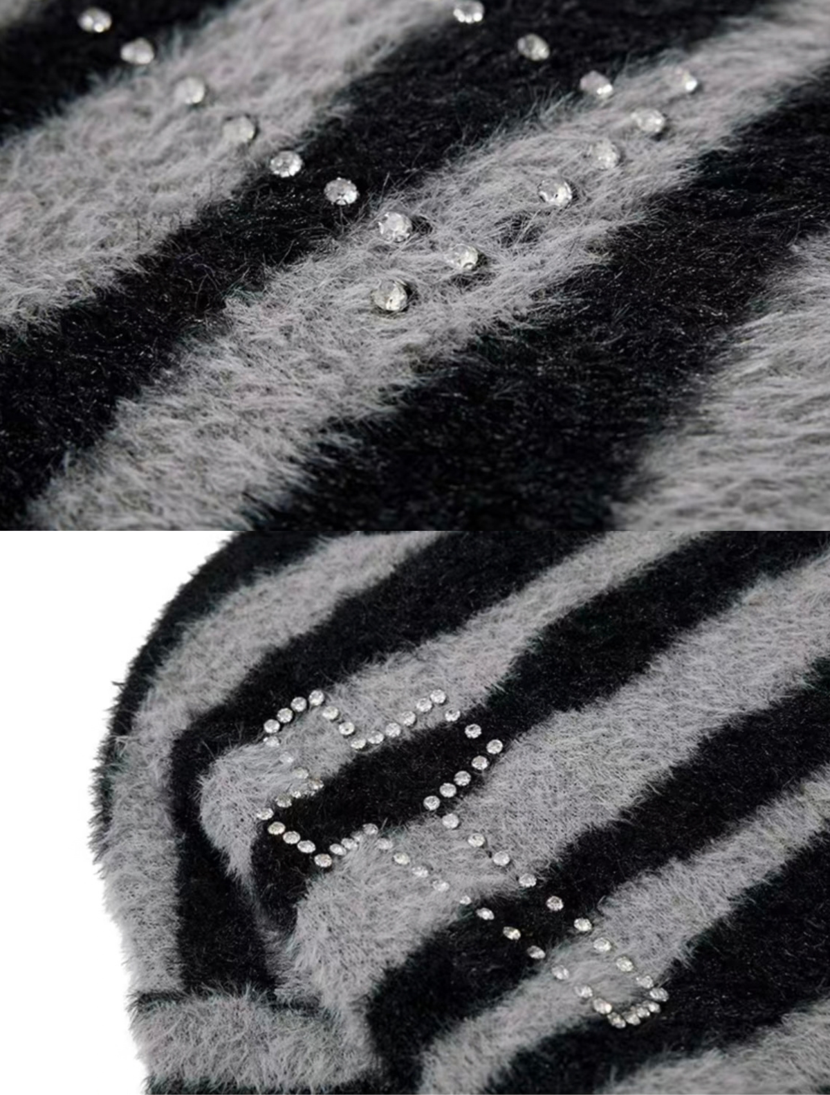 Cross Stud Shaggy Striped Knit