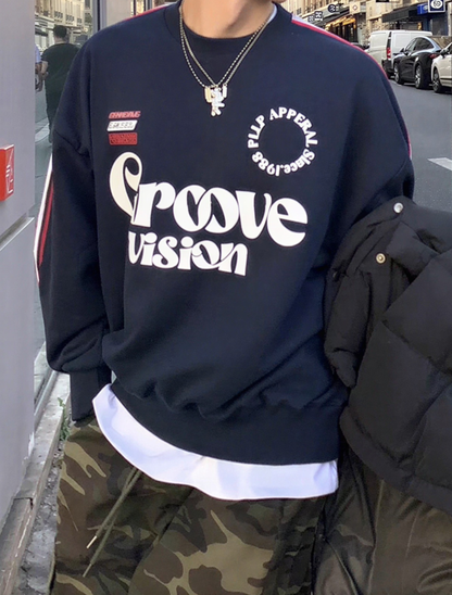 Side Taped Lettering Logo Loose Sweatshirt