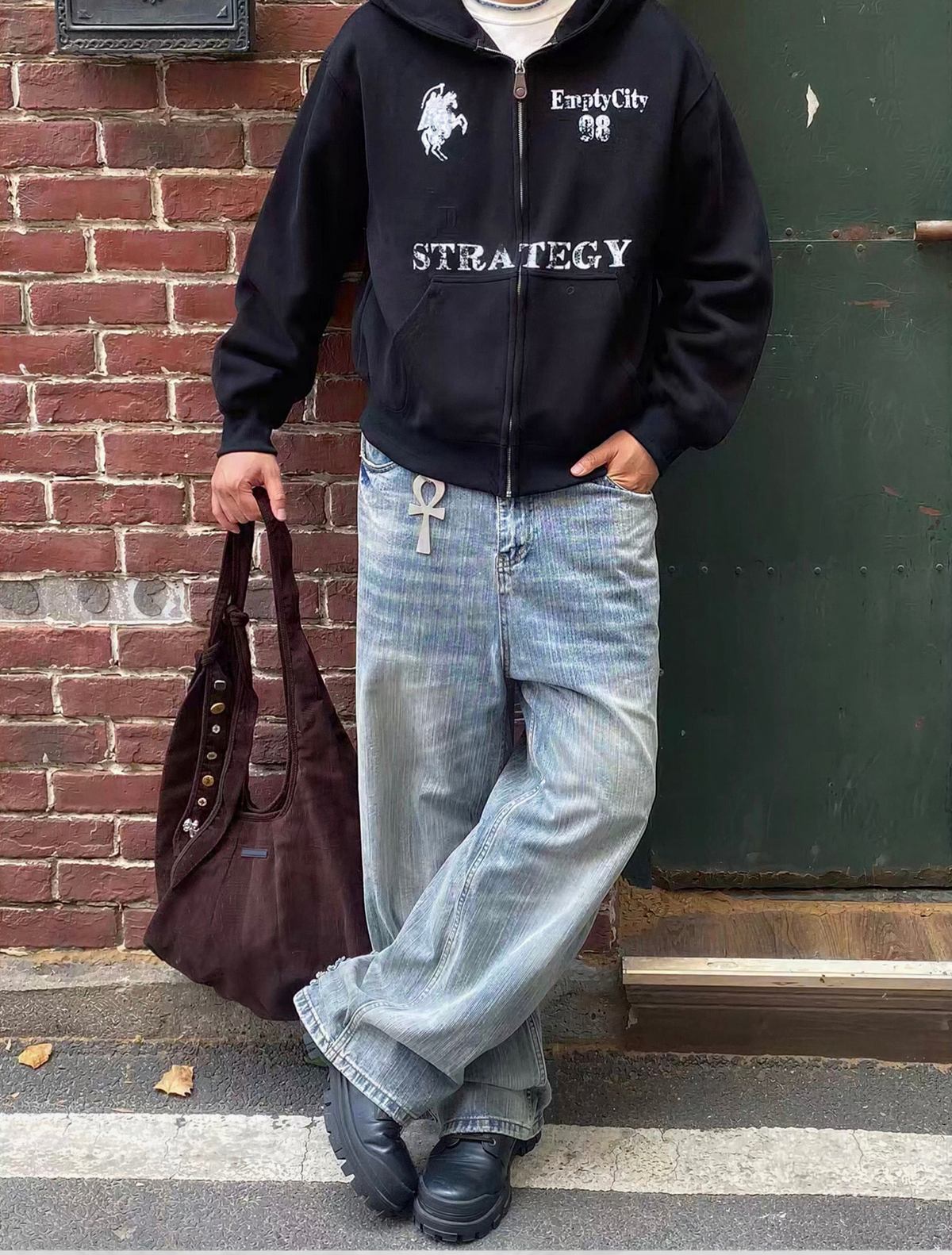 Horse Graphic Back Logo Zip Hoodie