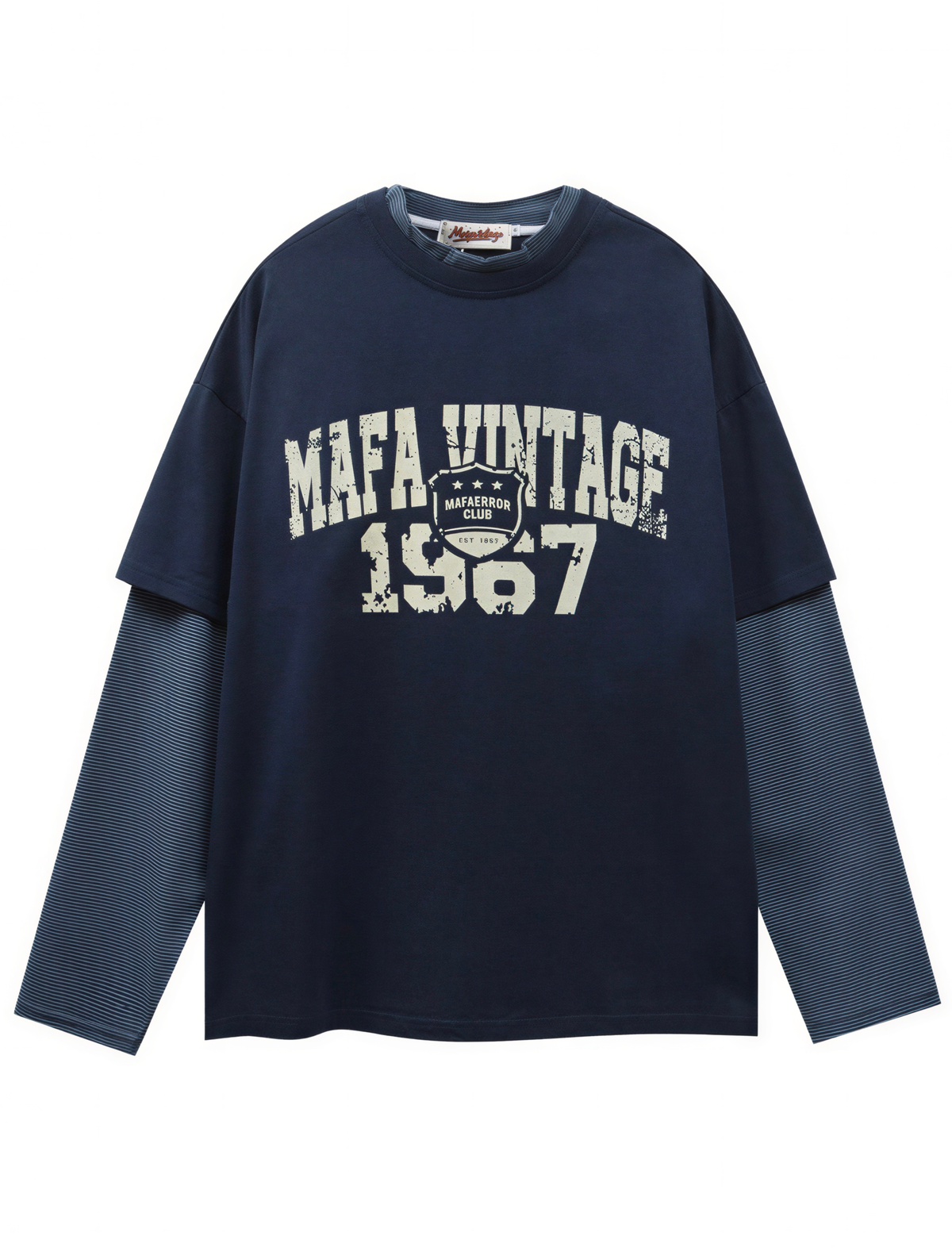 Faux Layered Vintage College Long Sleeve Tee