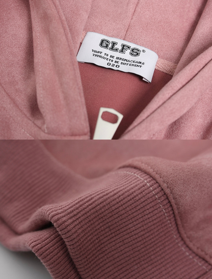 Cross Patch Arch Logo Suede Loose Hoodie