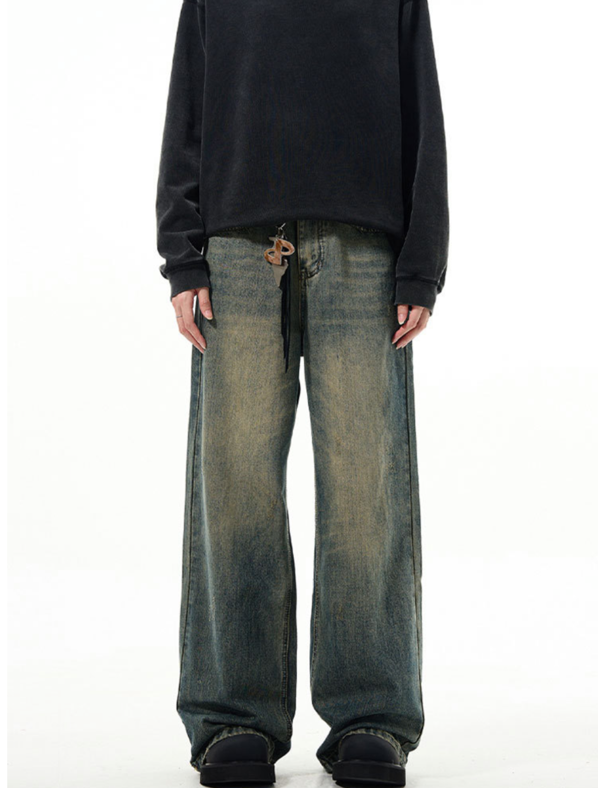 Sand Wash Baggy Denim Pants