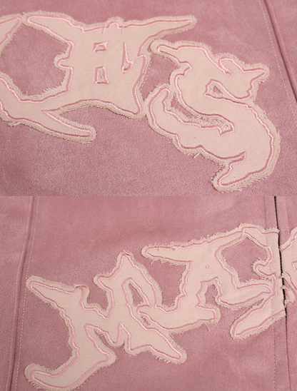 Cross Patch Arch Logo Suede Loose Hoodie