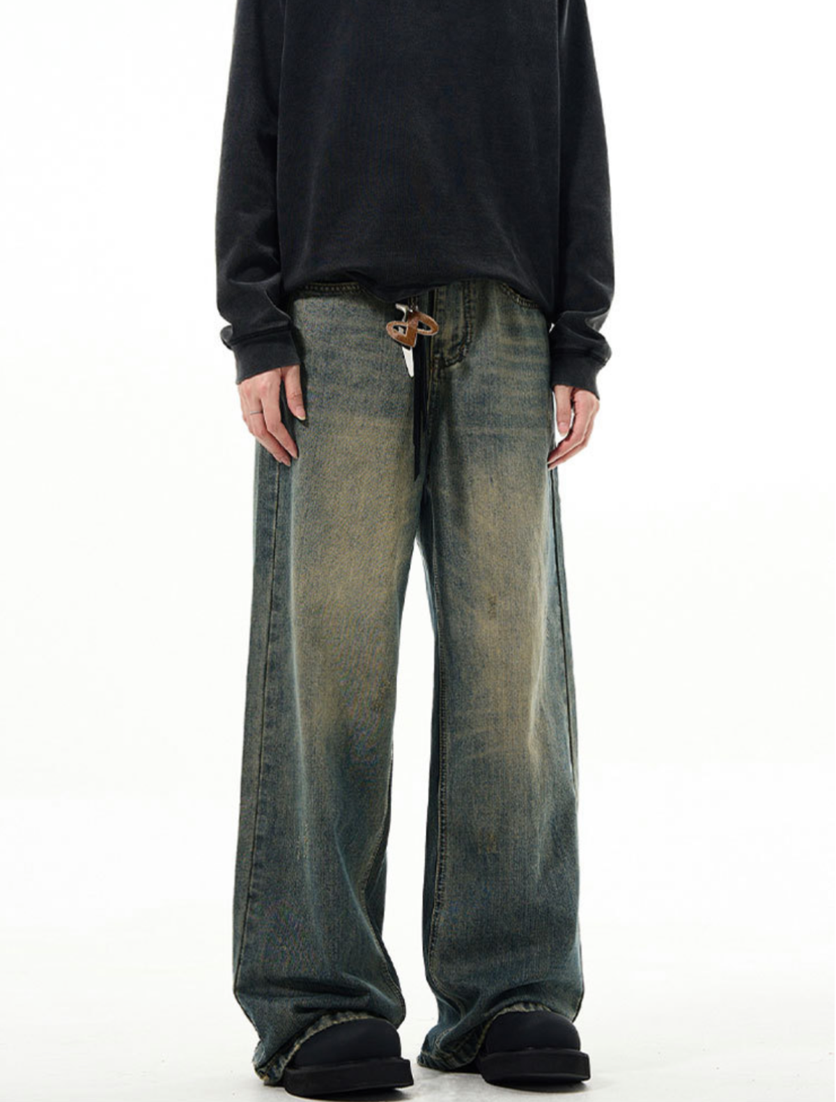 Sand Wash Baggy Denim Pants