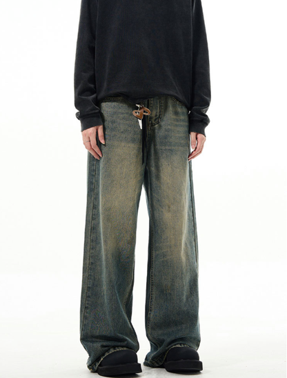 Sand Wash Baggy Denim Pants