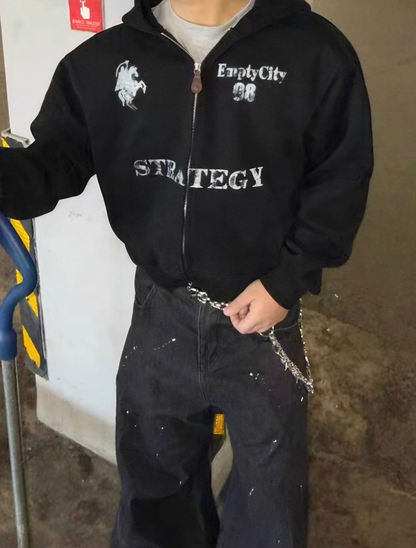 Horse Graphic Back Logo Zip Hoodie