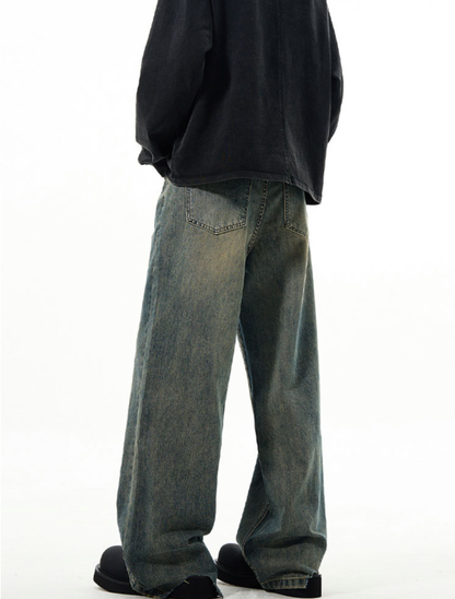 Sand Wash Baggy Denim Pants