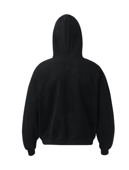 Gothic Font Sleeve Suede Zip Hoodie