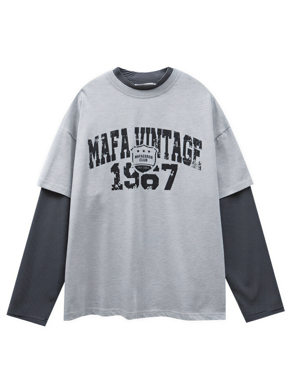 Faux Layered Vintage College Long Sleeve Tee