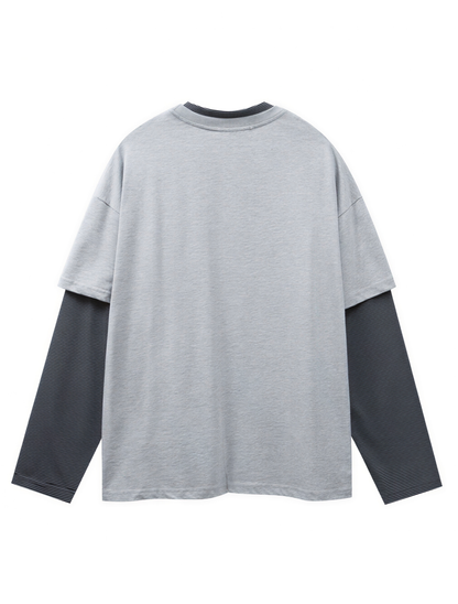 Faux Layered Vintage College Long Sleeve Tee