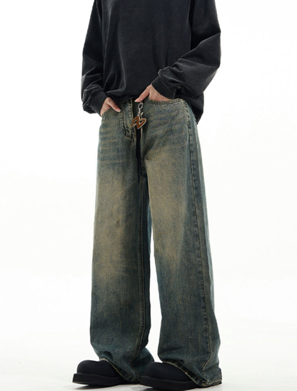 Sand Wash Baggy Denim Pants
