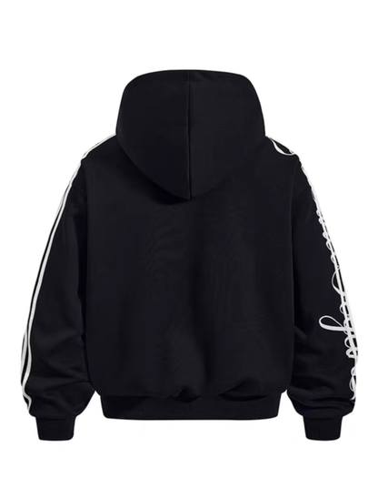 Side Line Numbered Double Zip Hoodie