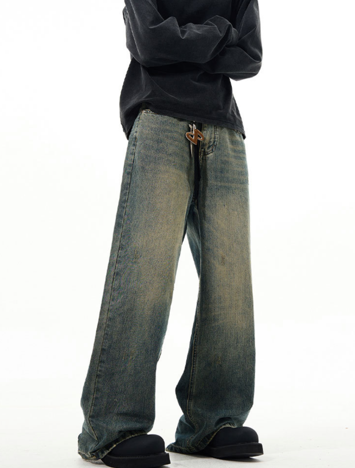 Sand Wash Baggy Denim Pants