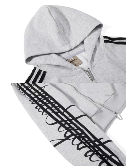 Side Line Numbered Double Zip Hoodie