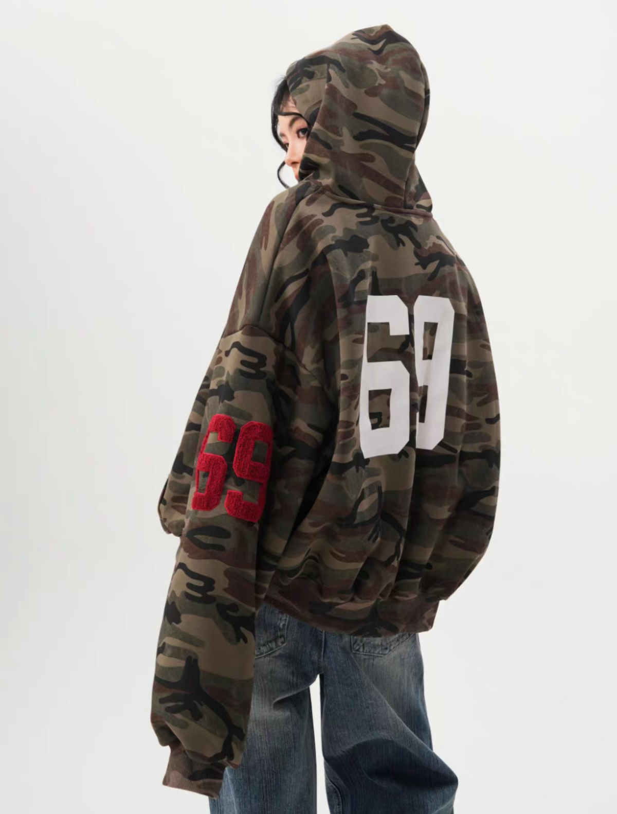 Camo Back Numbering Zip Hoodie
