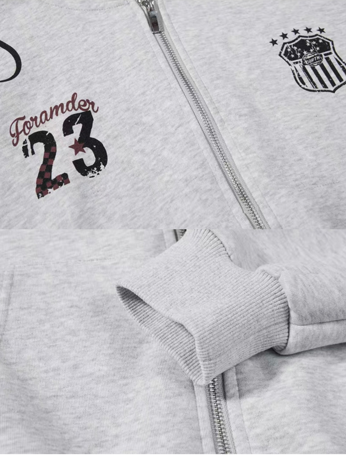 Side Line Numbered Double Zip Hoodie