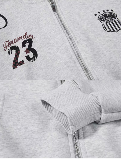 Side Line Numbered Double Zip Hoodie
