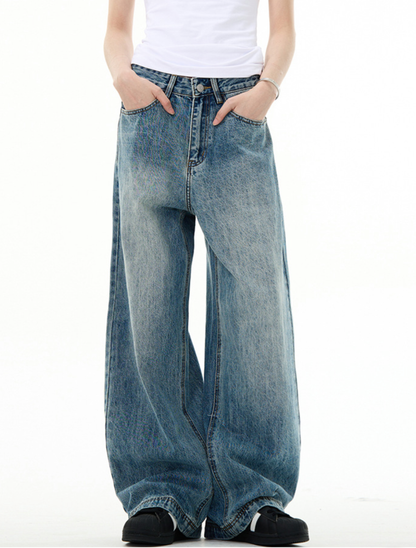 Vintage Wash Curved Denim Pants