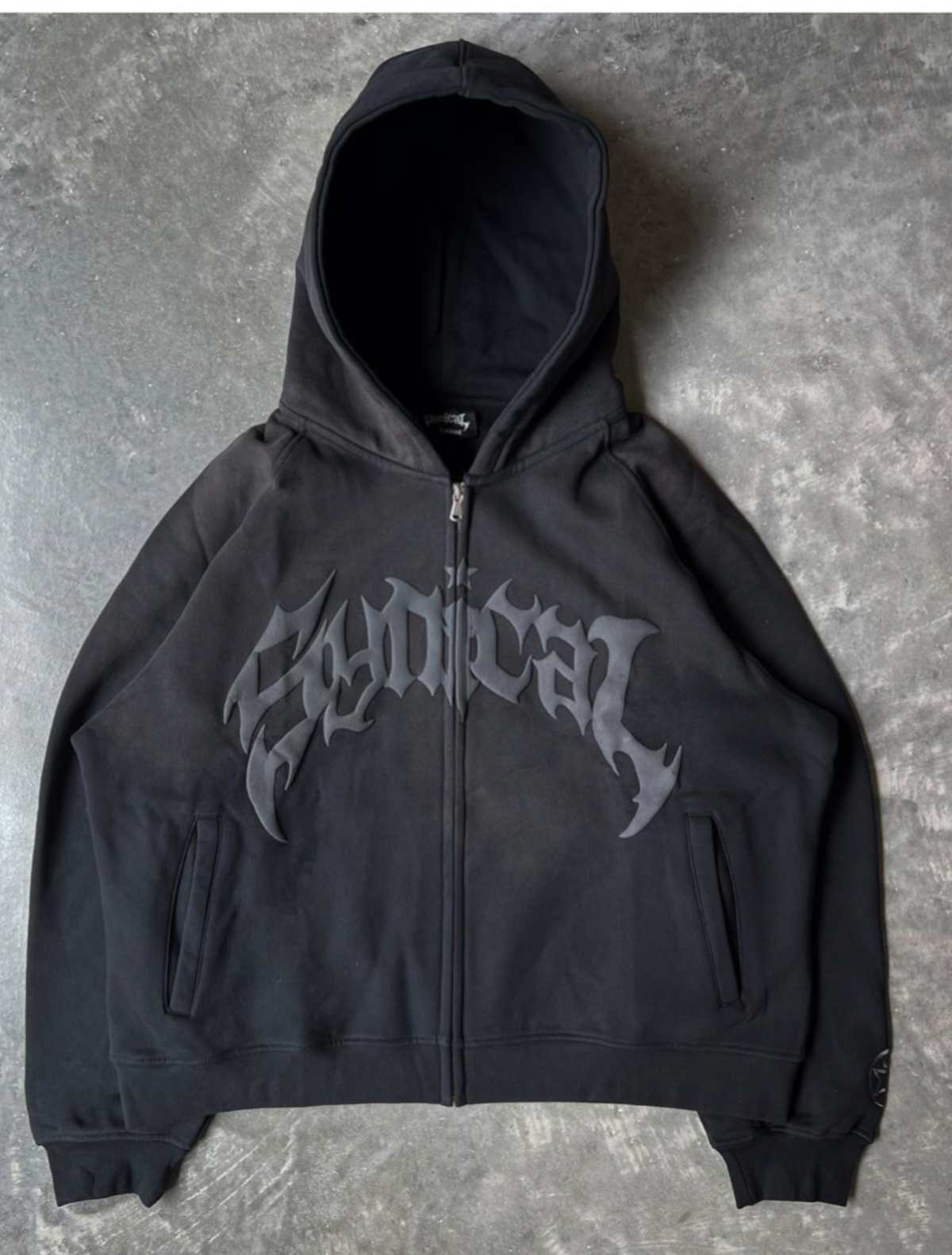 Washed Gothic Arch Logo Zip Hoodie